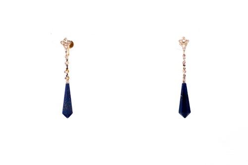 Lot 510 - A pair of early 20th century diamond and lapis...