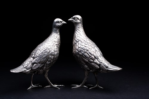 Lot 71 - A large pair of Spanish silver partridges,...