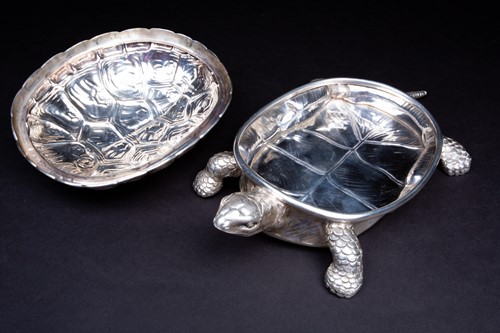 Lot 17 - An Italian silver tortoise dressing table box,...