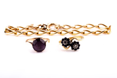 Lot 740 - A yellow metal oval twist-link bracelet,...