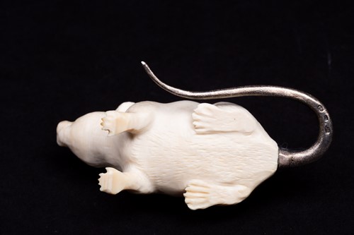 Lot 319 - A Russian carved ivory rat with silver and...