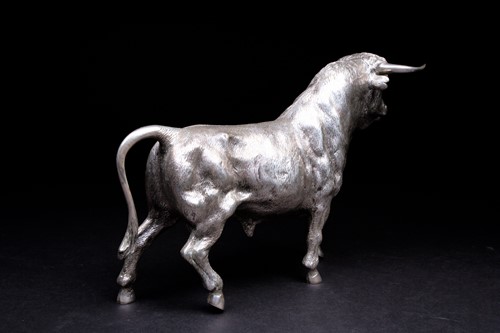 Lot 65 - A large Spanish silver bull, 20th century,...