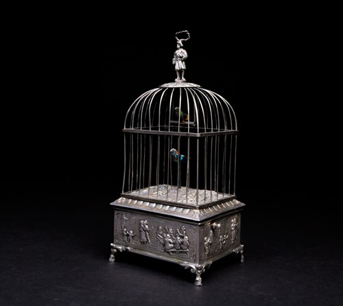 Lot 266 - A German silver singing bird automaton, late...