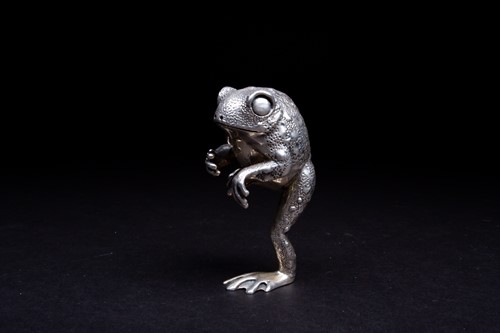 Lot 316 - A Patrick Mavros silver standing toad, signed...