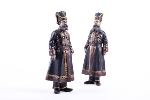 Lot 373 - A pair of Russian Faberge style cold painted...