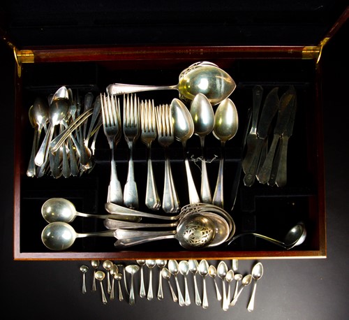 Lot 154 - A large quantity of sterling silver flatware,...