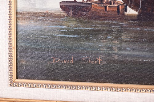 Lot 47 - David Short (b.1940) British, boats in a...