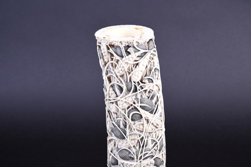 Lot 242 - A Japanese carved ivory tusk, Meiji period,...