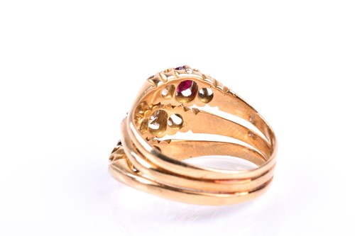 Lot 781 - An unusual three row diamond, ruby and...