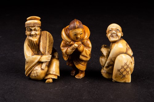 Lot 277 - Three Japanese ivory netsukes, Meiji/Taisho...