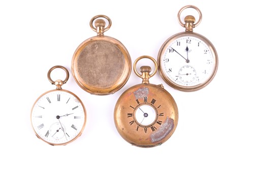Lot 226 - A yellow metal cased pocket watch with gilt...