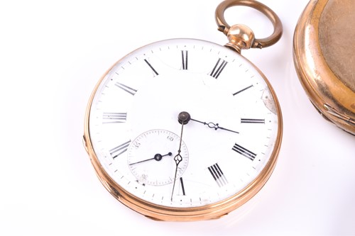 Lot 226 - A yellow metal cased pocket watch with gilt...