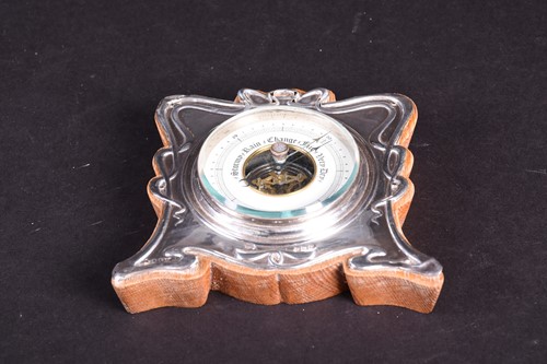 Lot 100 - An Edwardian silver mounted desk barometer,...