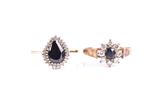 Lot 853 - A sapphire and diamond pear-shaped cluster...