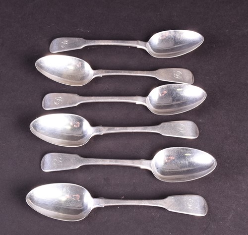 Lot 53 - A set of six William IV silver fiddle pattern...