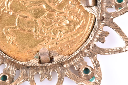 Lot 520 - A sovereign set pendant, the Victorian...