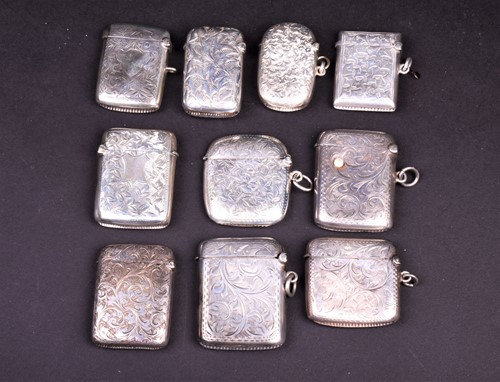 Lot 95 - A collection of ten silver vesta cases,...