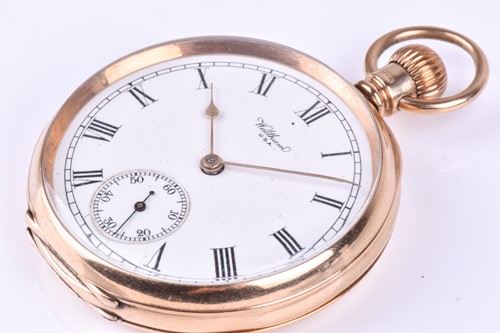 Lot 188 - A Waltham 9ct yellow gold pocket watch, the...