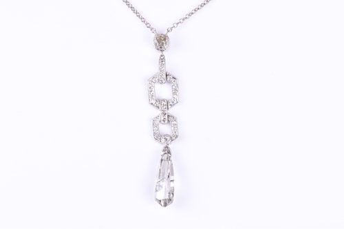 Lot 774 - An Art Deco diamond pendant, the...