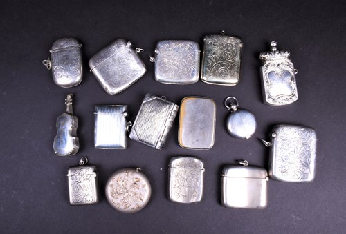 Lot 114 - A collection of nine silver vesta cases,...