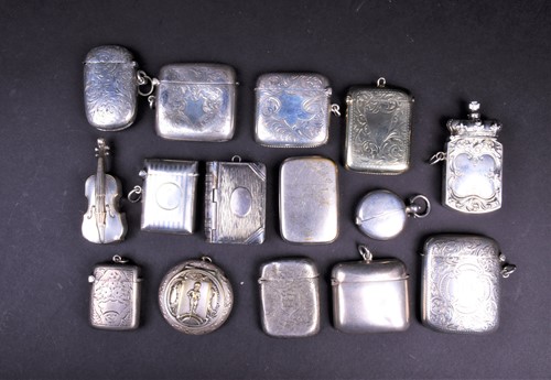 Lot 114 - A collection of nine silver vesta cases,...