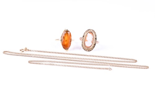 Lot 691 - A single stone citrine dress ring, the oval...