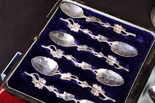 Lot 59 - A cased set of six Victorian silver teaspoons,...