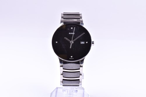 Lot 218 - A Rado Centrix polished wristwatch, the...