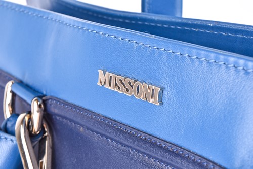 Lot 328 - A ladies blue leather Missoni handbag, with...