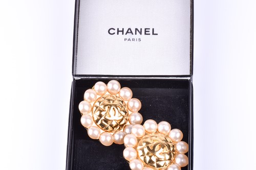 Lot 350 - A pair of vintage Chanel earrings, with gold...