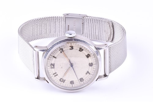 Lot 211 - An Omega military style stainless steel...