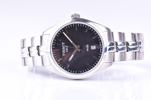 Lot 450 - A Tissot PR100 quartz wristwatch, the black...