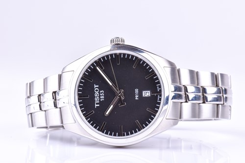 Lot 450 - A Tissot PR100 quartz wristwatch, the black...