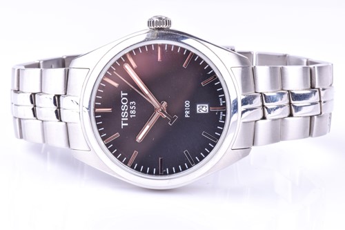 Lot 450 - A Tissot PR100 quartz wristwatch, the black...