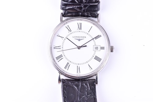 Lot 205 - A Longines stainless steel quartz wristwatch,...