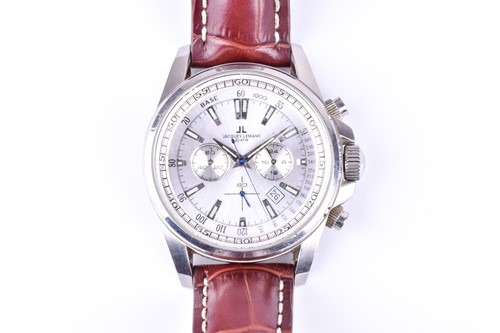Lot 471 - A Jacques Lemant stainless steel chronograph...