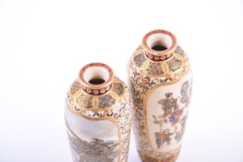 Lot 211 - A pair of miniature Yabu Meizan satsuma vases,...