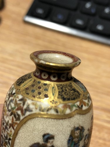 Lot 211 - A pair of miniature Yabu Meizan satsuma vases,...