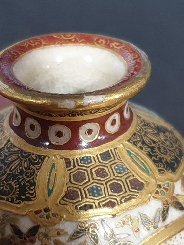 Lot 211 - A pair of miniature Yabu Meizan satsuma vases,...
