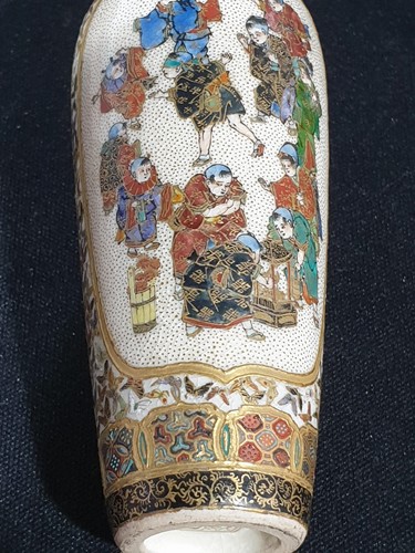 Lot 211 - A pair of miniature Yabu Meizan satsuma vases,...