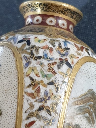 Lot 211 - A pair of miniature Yabu Meizan satsuma vases,...