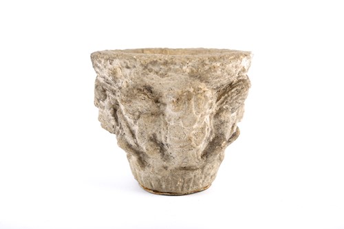 Lot 455 - A French Medieval carved stone mortar,...