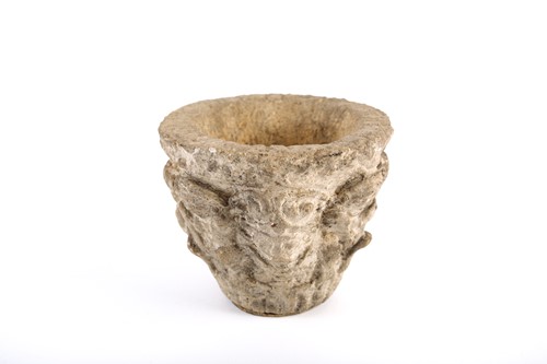 Lot 455 - A French Medieval carved stone mortar,...