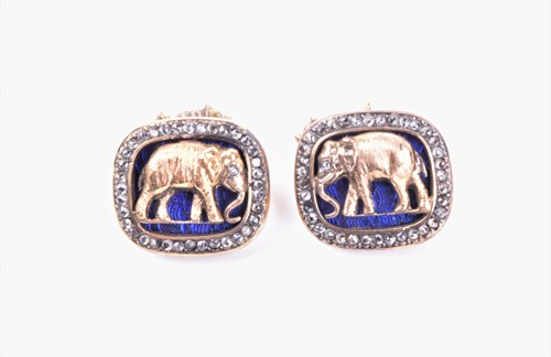 Lot 710 - A pair of Russian silver gilt cufflinks, of...