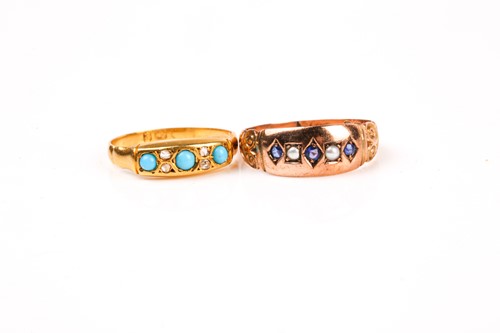 Lot 744 - A Victorian 18ct yellow gold and turquoise...