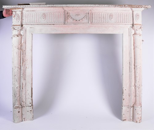 Lot 144 - A large Georgian style painted pine fire...