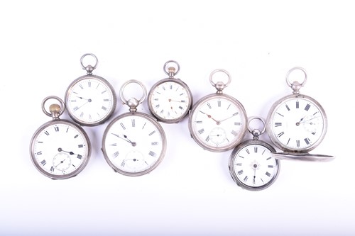 Lot 489 - Four silver cased pocket watches, together...
