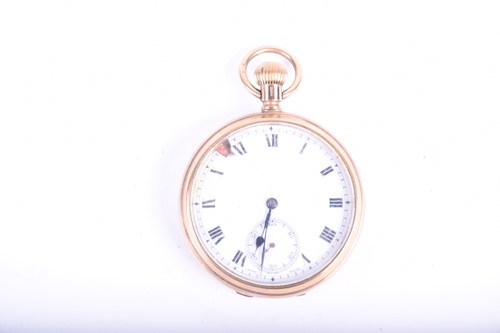 Lot 578 - A 9ct gold cased open face pocket watch,...