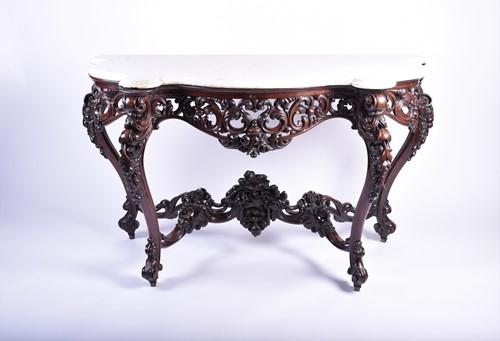 Lot 187 - A 19th century Continental mahogany console...