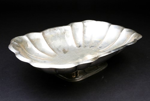 Lot 646 - Continental silver bowl of lobed form, marked '...